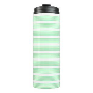 Green and white five stripes pattern thermal tumbler