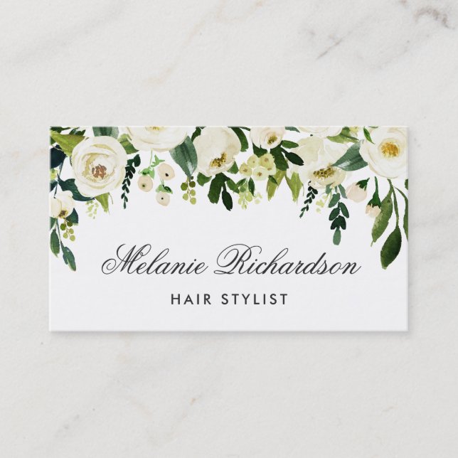 Green and White Floral Hair Stylist Appointment B (Front)