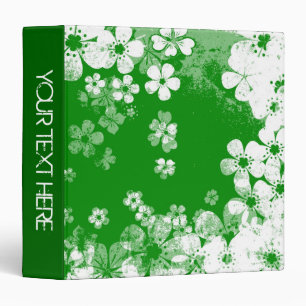 Green and white floral pattern and modern design binder