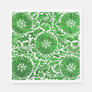 Green and White Floral Pattern Napkin