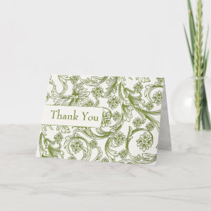 Green and White Floral Spring Wedding Thank You Card