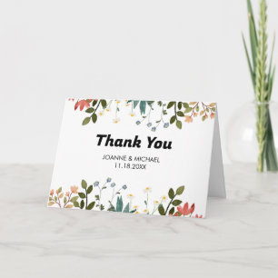 Green And White Floral Thank You Card