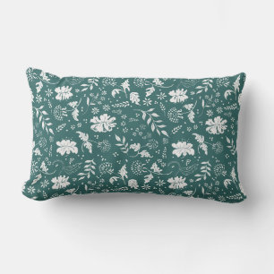 Green and White Floral Throw Pillow
