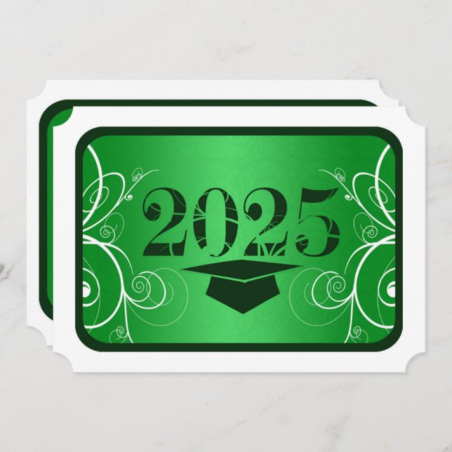 Green and White Frame Graduation Party Invitation (Front/Back)