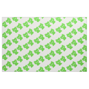 Green And White Frogs Pattern Fabric