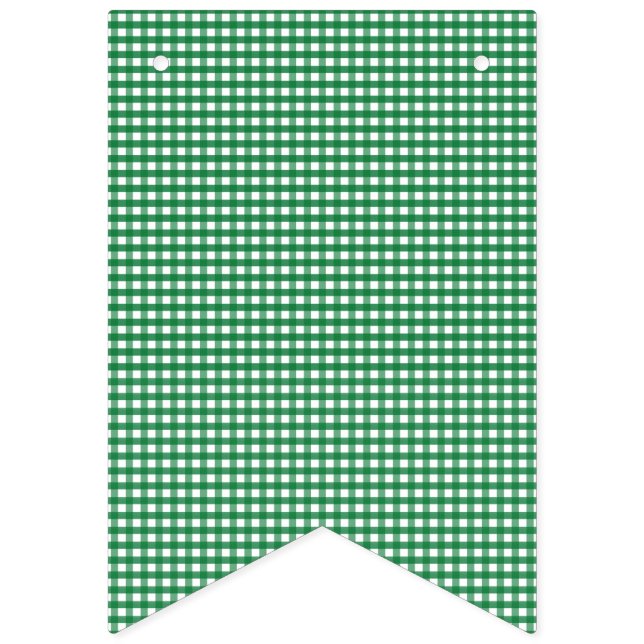 Green and White Gingham. Bunting Flags (First Flag)