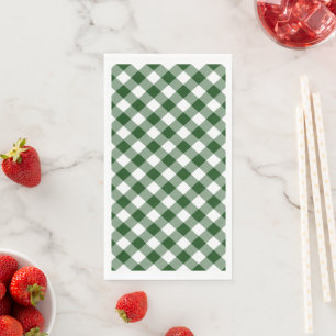 Green and White Gingham Check Napkin