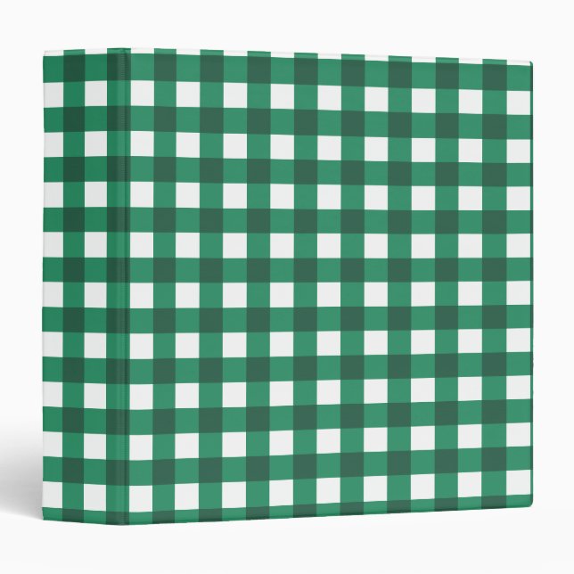 Green And White Gingham Check Pattern Binder (Front/Spine)