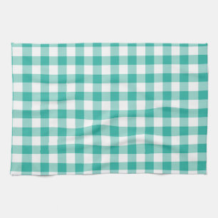 Green And White Gingham Check Pattern Kitchen Towel