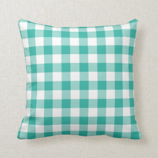 Green And White Gingham Check Pattern Throw Pillow