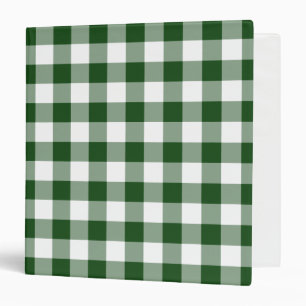 Green and White Gingham Pattern Binder