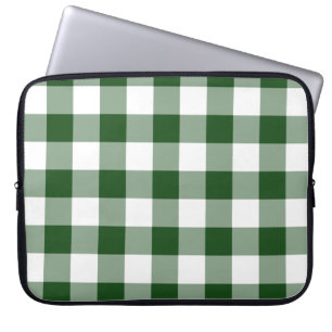 Green and White Gingham Pattern Laptop Sleeve