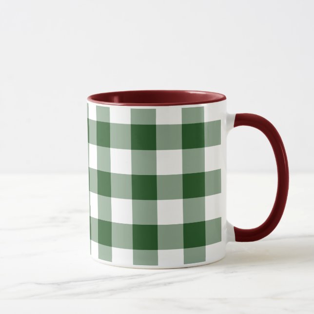 Green and White Gingham Pattern Mug (Right)