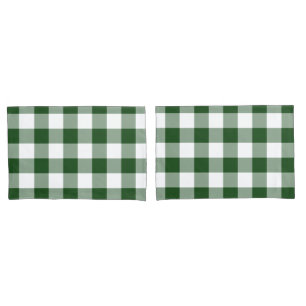 Green and White Gingham Pattern Pillowcase