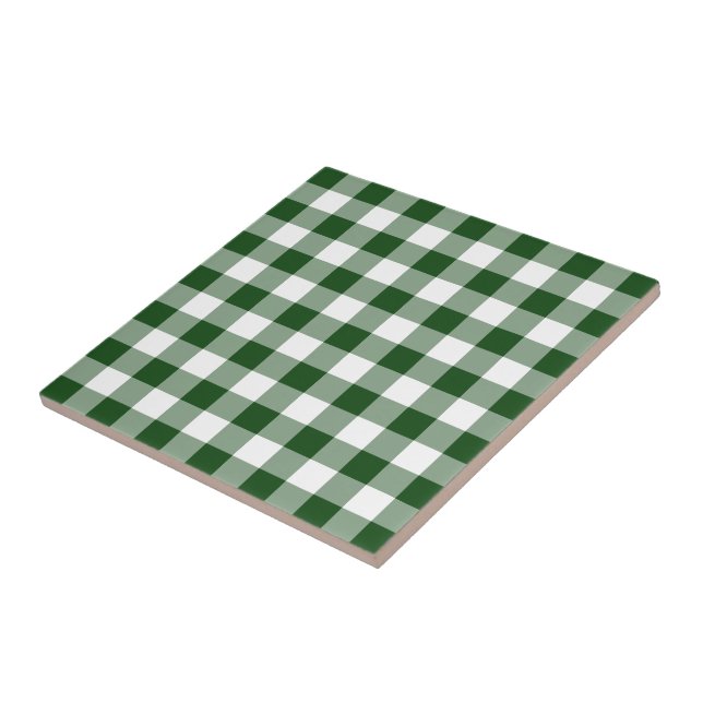 Green and White Gingham Pattern Tile (Side)