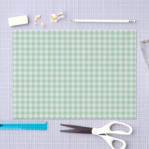 Green and white Gingham plaid Tissue Paper