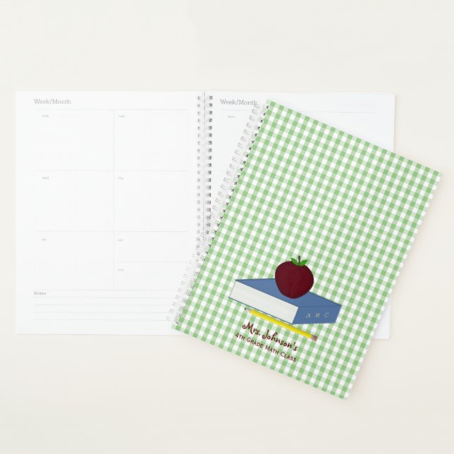 Green And White Gingham Teacher Planner (Display)