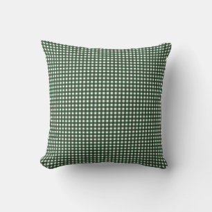 Green and White Gingham Throw Pillow