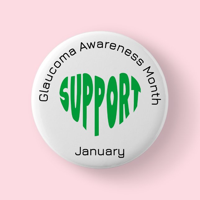 Green And White Glaucoma Awareness Month 2 Inch Round Button (Glaucoma)