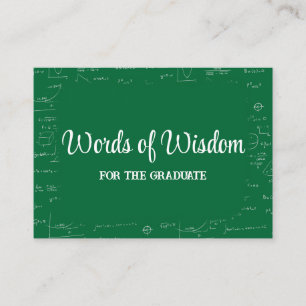 Green and White Graduate Words of Wisdom Advice Enclosure Card