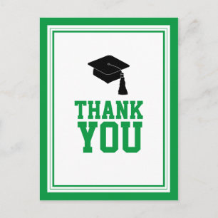 Green and White Graduation Party Thank You Postcard
