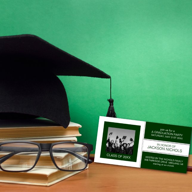 Green and White Graduation Photo Cards (Creator Uploaded)