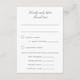 Green and White Grand-millennial Wedding RSVP Card