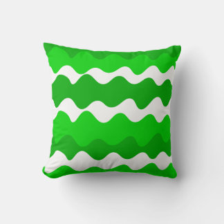Green and white horizontal waves pattern  throw pillow