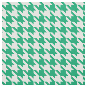 Green and White Houndstooth Check Fabric