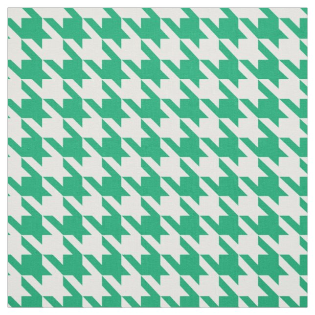 Green and White Houndstooth Check Fabric (Swatch)