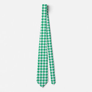 Green and White Houndstooth Check Tie