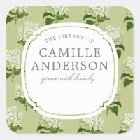 Green and White Hydrangea Baby Nursery Book Plate