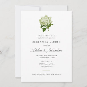 Green and White Hydrangea Elegant Rehearsal Dinner Invitation