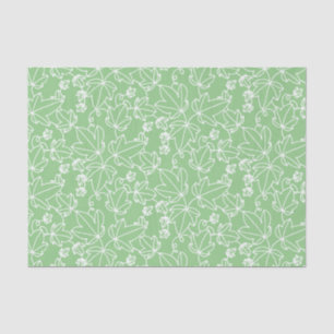 Green and White Ivy Leaf Floral Pattern Tissue Paper