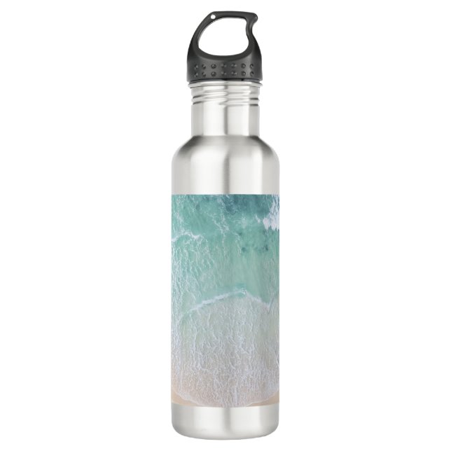 Green And White Lace Beach Sand and Seashore 710 Ml Water Bottle (Front)