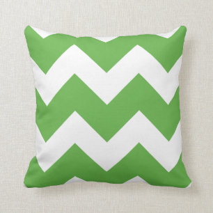 Green and White Large Chevron Print Throw Pillow