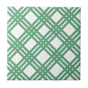 Green and White Lattice Tile