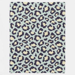 Green and white leopard print fleece blanket