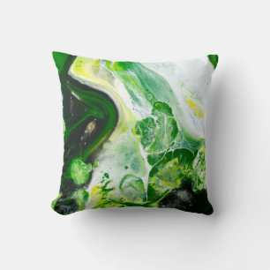 Green and white liquid throw pillow