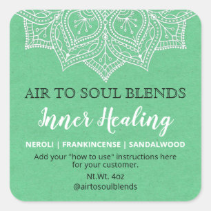 Green And White Mandala Blend Labels