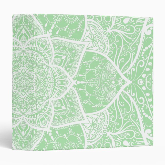 Green and White Mandala - Loergann in Seafoam Binder (Front/Spine)