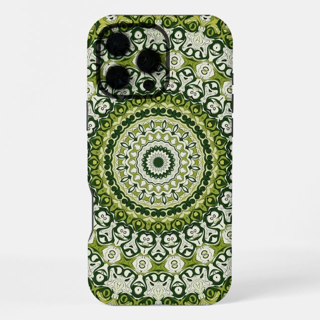 Green and White Mandala Pattern Design iPhone Case (Back)