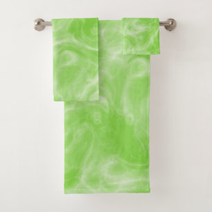 green and white Marble abstract Bath Towel Set