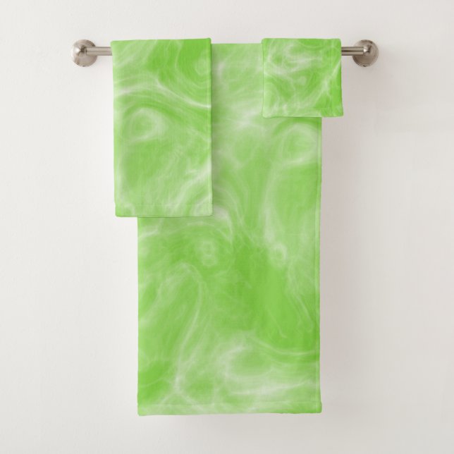 green and white Marble abstract Bath Towel Set (Insitu)