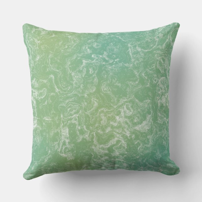 green and white Marble abstract Throw Pillow (Back)