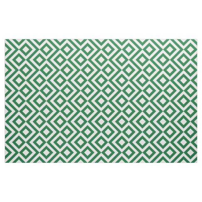 Green and White Meander Geometric Pattern Fabric (Fat Quarter)