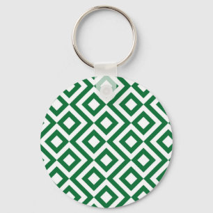 Green and White Meander Keychain