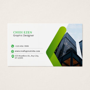 Green and White Minimalist Modern Business Card
