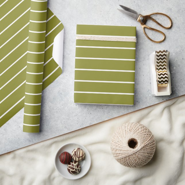 Green And White Minimalist Modern Wrapping Paper (Crafts)