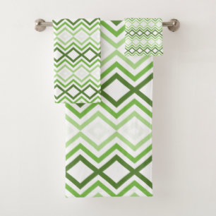 Green and White Modern Designed Bath Towel Set